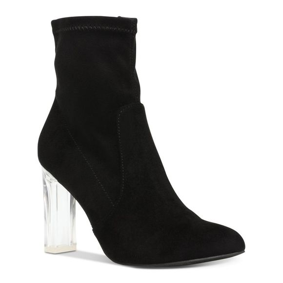 WILD PAIR Shoes - WILD PAIR Womens Black Translucent Heel Padded Baylee Pointed Toe Boots 10 M